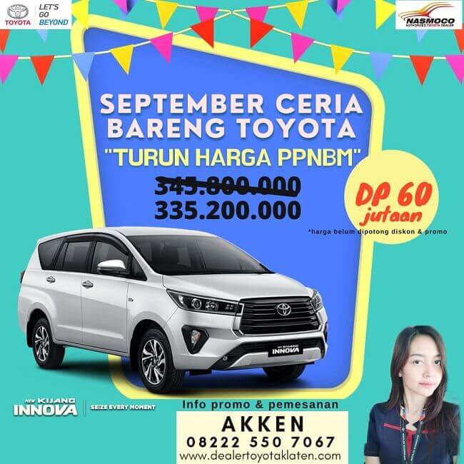 Promo Toyota September Ceria Turun Harga PPNBM DP Murah Di Toyota Klaten